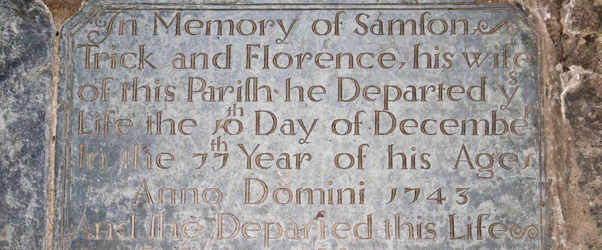 Old headstone in a Devon church