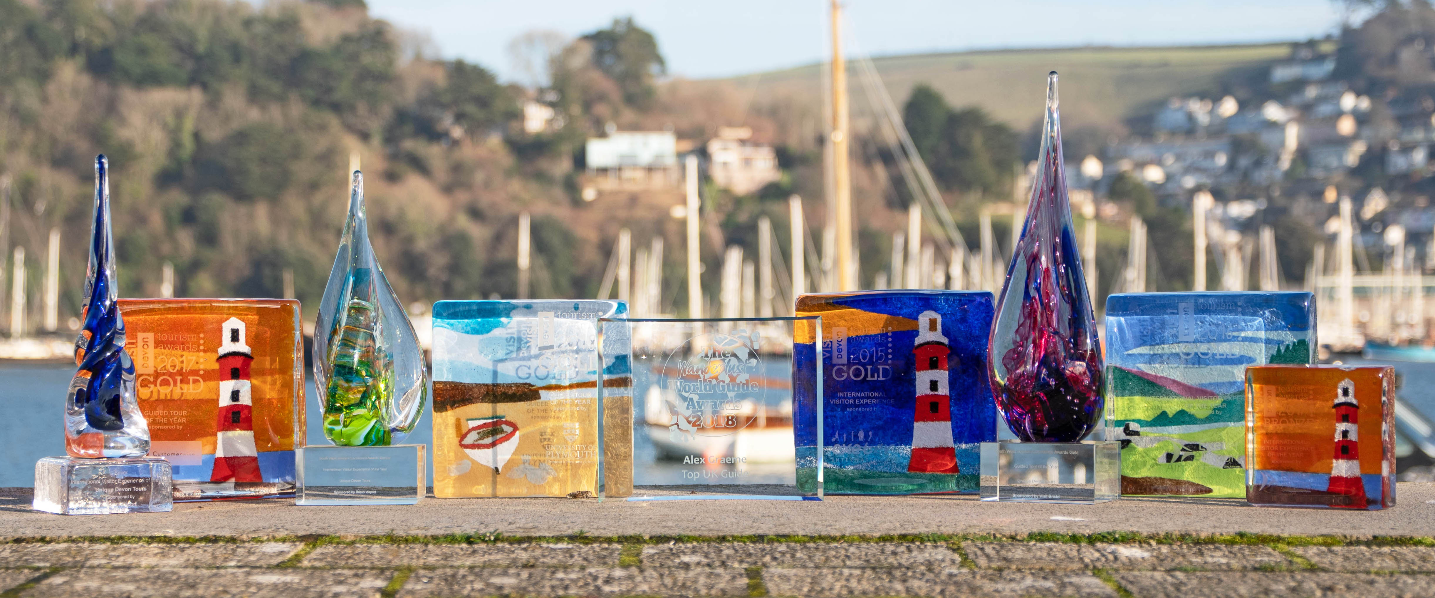 Some of our tourism awards trophies on display