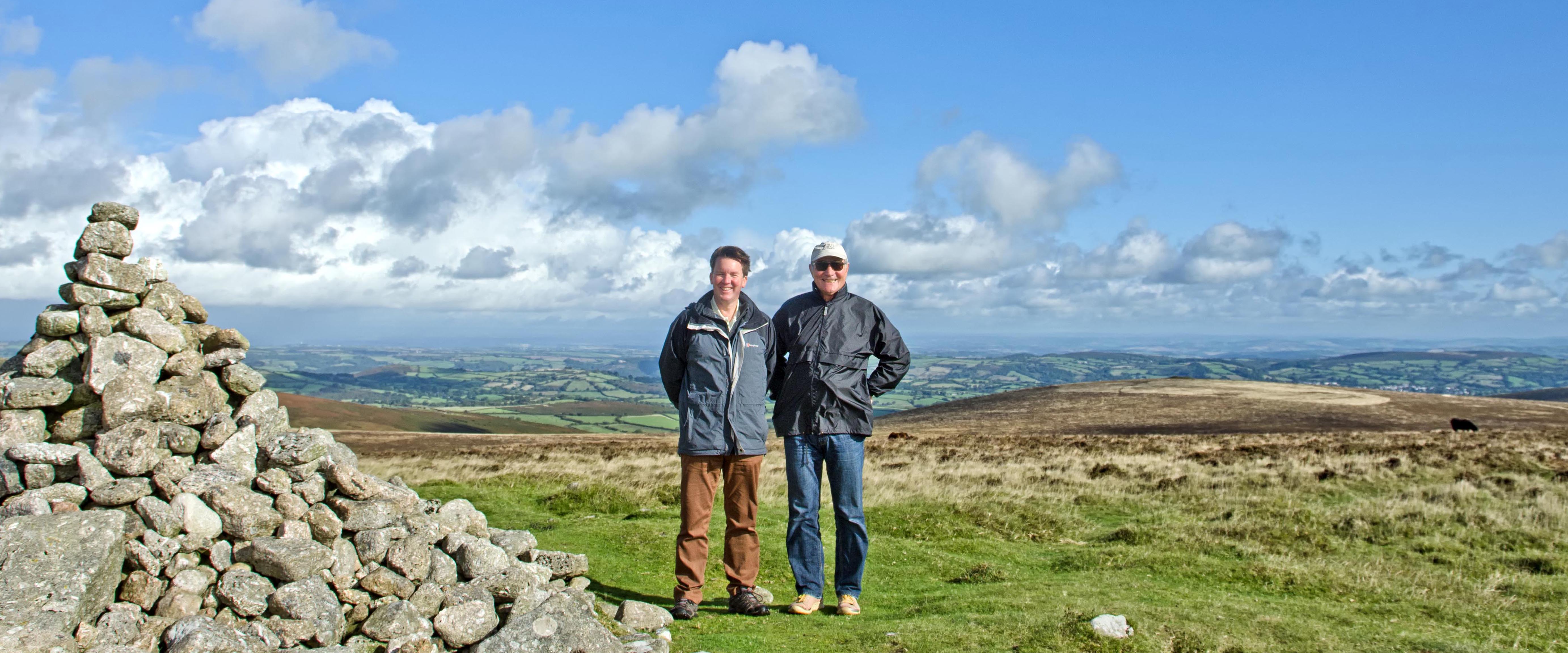 Alex with guest on Hameldown on Dartmoor